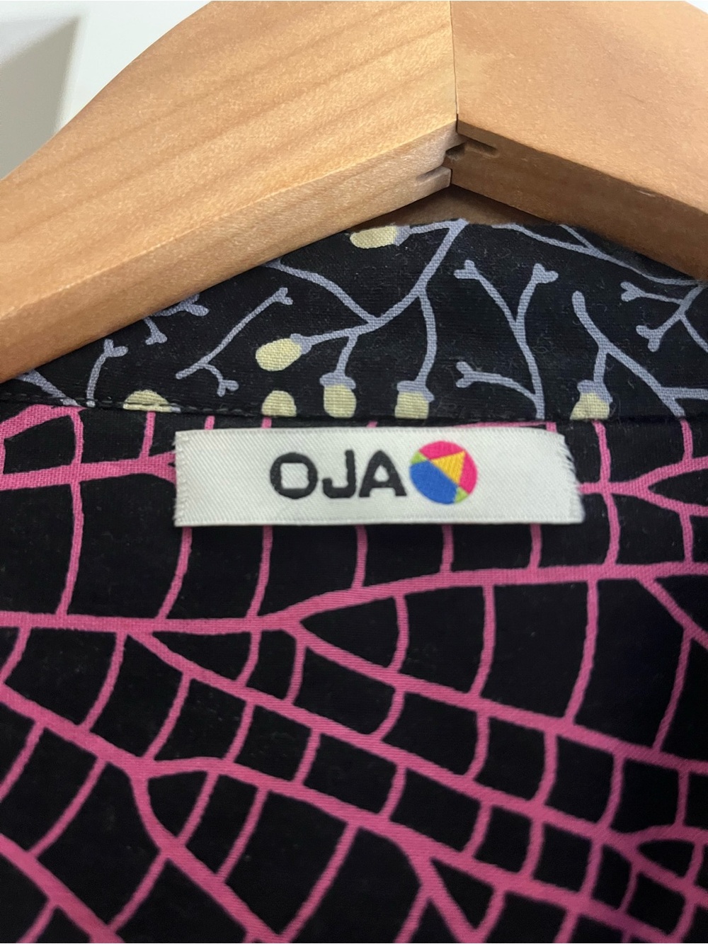 Oja Black Dress With Pink Geometric Circles View 2